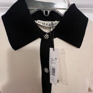 Alice + Olivia Black and White Collared Dress